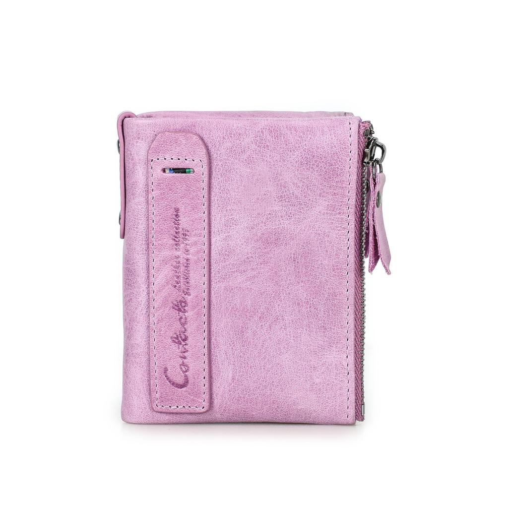 CONTACT'S Echtes Leder Vintage Geldbörse Herren Kurzes Münzfach RFID Kartenhalter Unisex Kleine Geldbörsen Hohe Qualität Designer Geschenk für Freund oder Familie