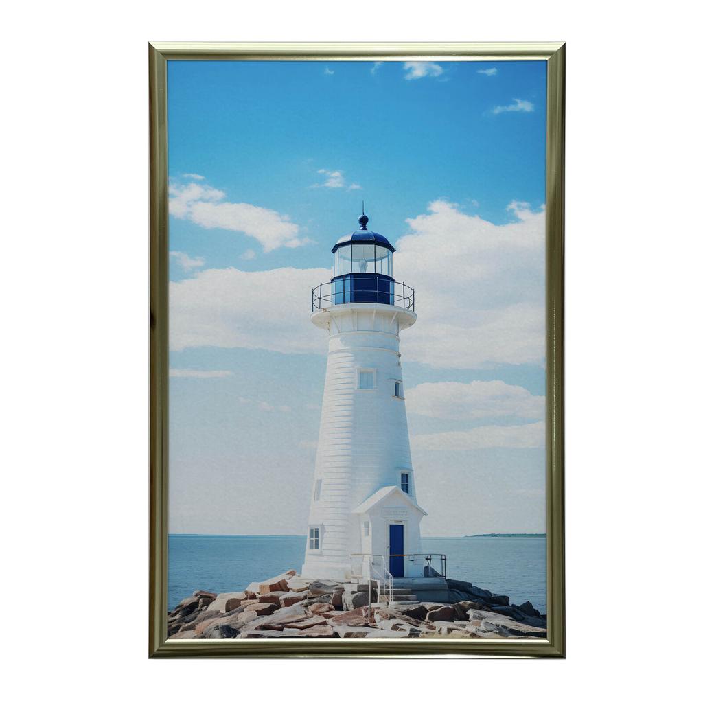 Lighthouse Lighthouse, 50X70 Cm, Dark Brown Wooden Frame, 230 Gsm Matte Paper