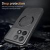 Luxury Leather Magnetic Magsafe Case for POCO X6 X5 Pro F5 Pro C65 M6 Car Mount Case Silicone Shockproof Full Protection Cover