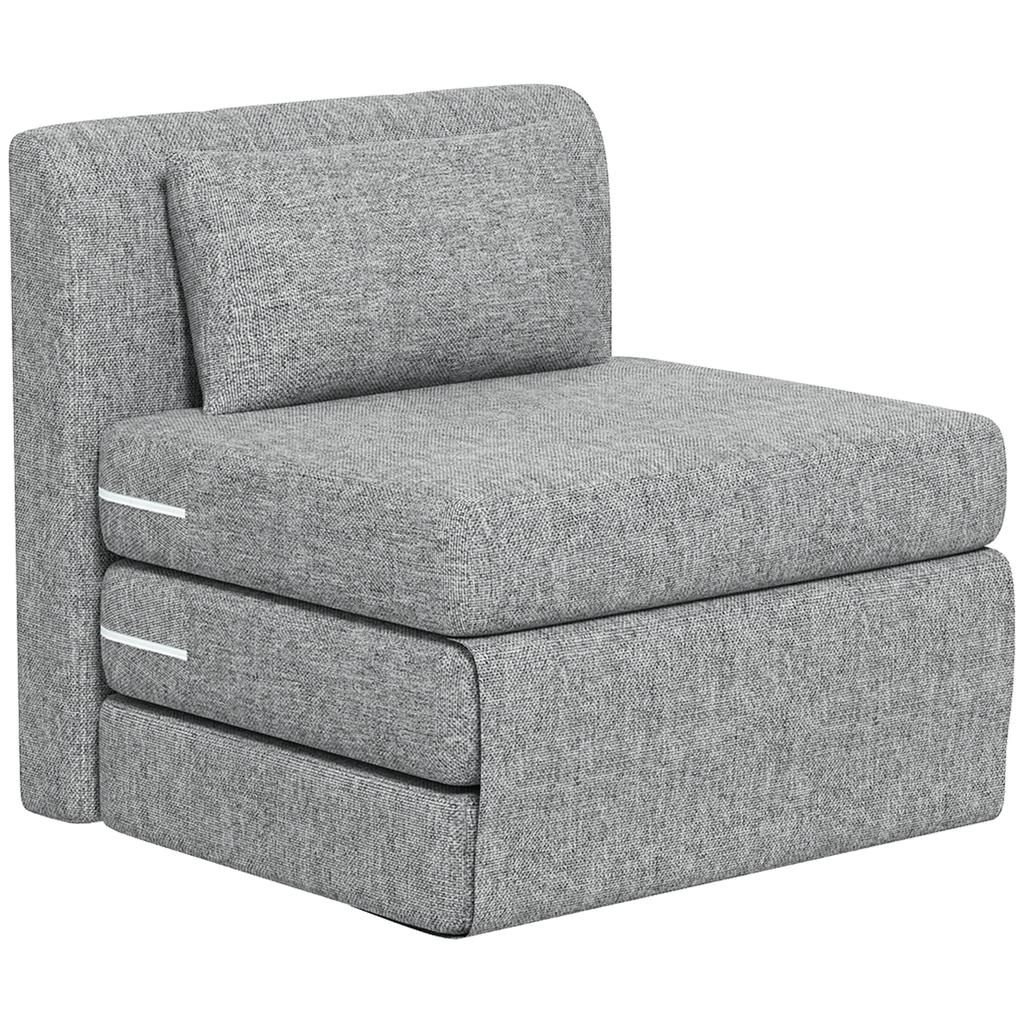 Sleeper Chair, Guest Mattress, 3-Fold Foldable, Compact, Metal Frame, 80x75x74 Cm, Grey