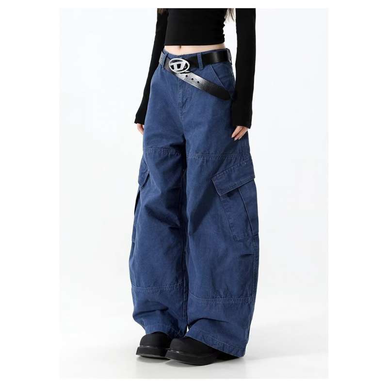 Джинсы JYL Унисекс Bootcut Американские Мешковатые Французский Синий Винтажные Широкие Узкие Деним 3XL бездна