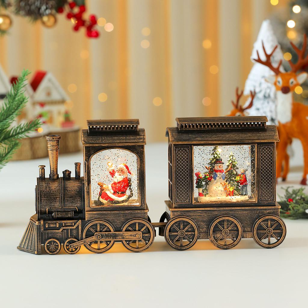Christmas Santa Claus Train Ornament With Lights And Music Shop Decor Window