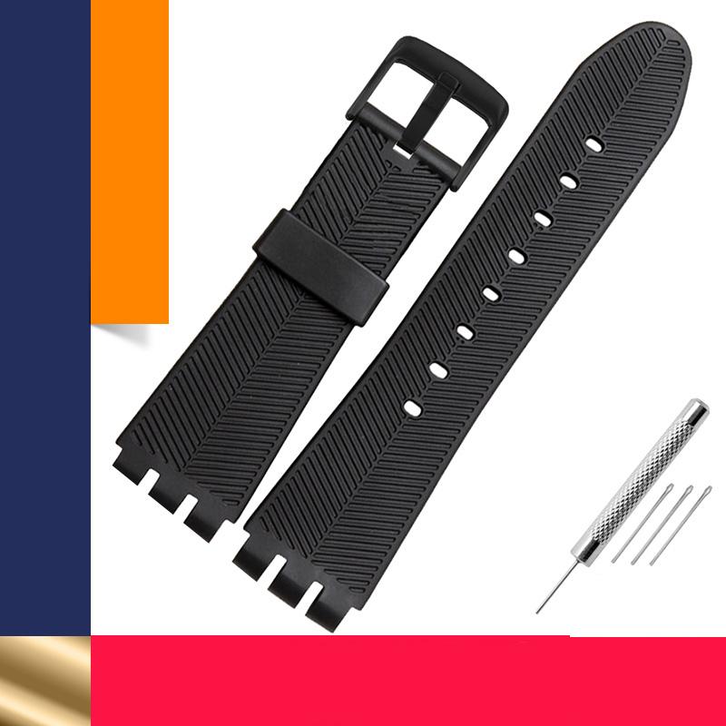 For Swatch YOS440 YOS413 YOS424 Silicone strap Mens Black rubber watchband Wrist strap bracelet 23m Watch accessories free tools 23mm