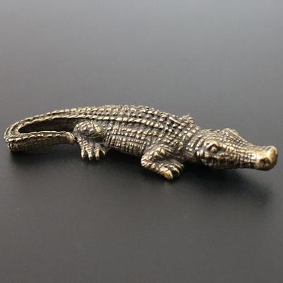 Antique Brass Crocodile Statue For Home Feng Shui Decoration Accessories Copper Mini Alligator Figurines Miniature Ornaments