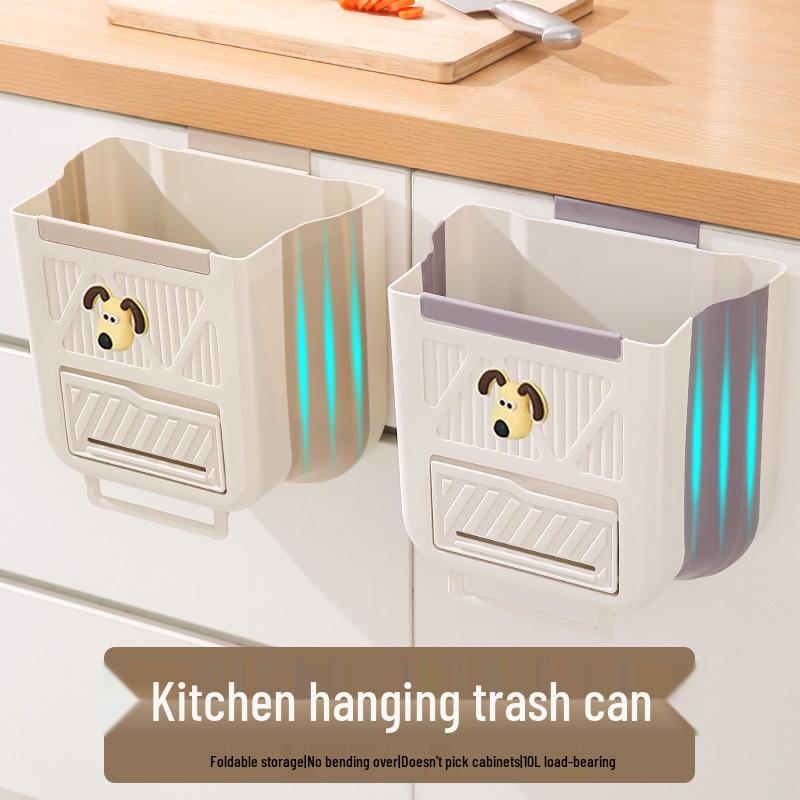 Lixeira de Cozinha Espessa Dobrável de Parede - Grande Capacidade para Armazenamento de Lixo Doméstico