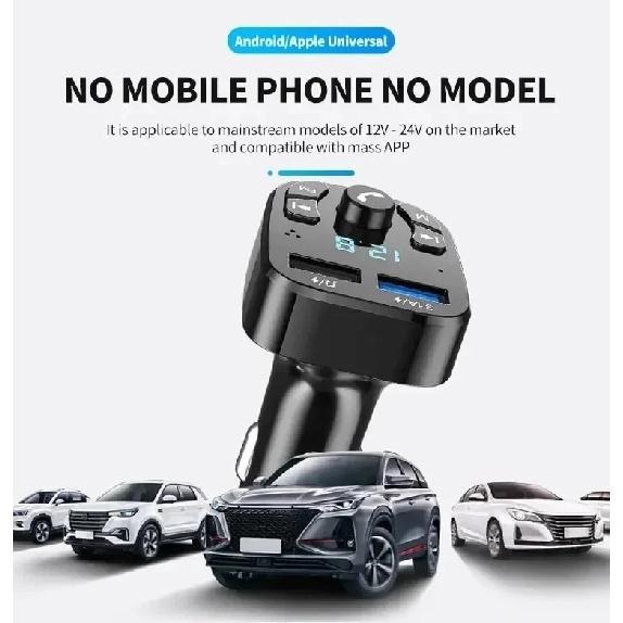Car Bluetooth 5.0 FM Transmitter, Dual USB Fast Charger MP3 Player Wireless FM Receiver Car Kit Support USB Flash Drive