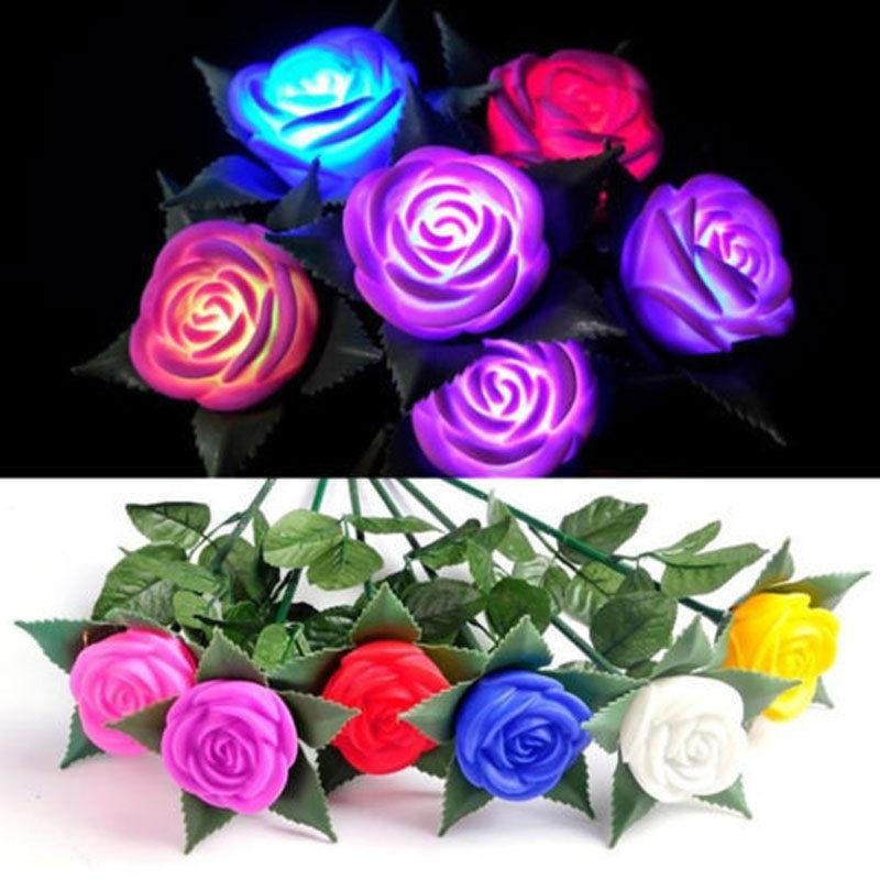 Rose LED Lamp Flower Night Lights Yard Outdoor Garden Path Rose LED Lamp Flower Night Lights Yard Outdoor Garden Path