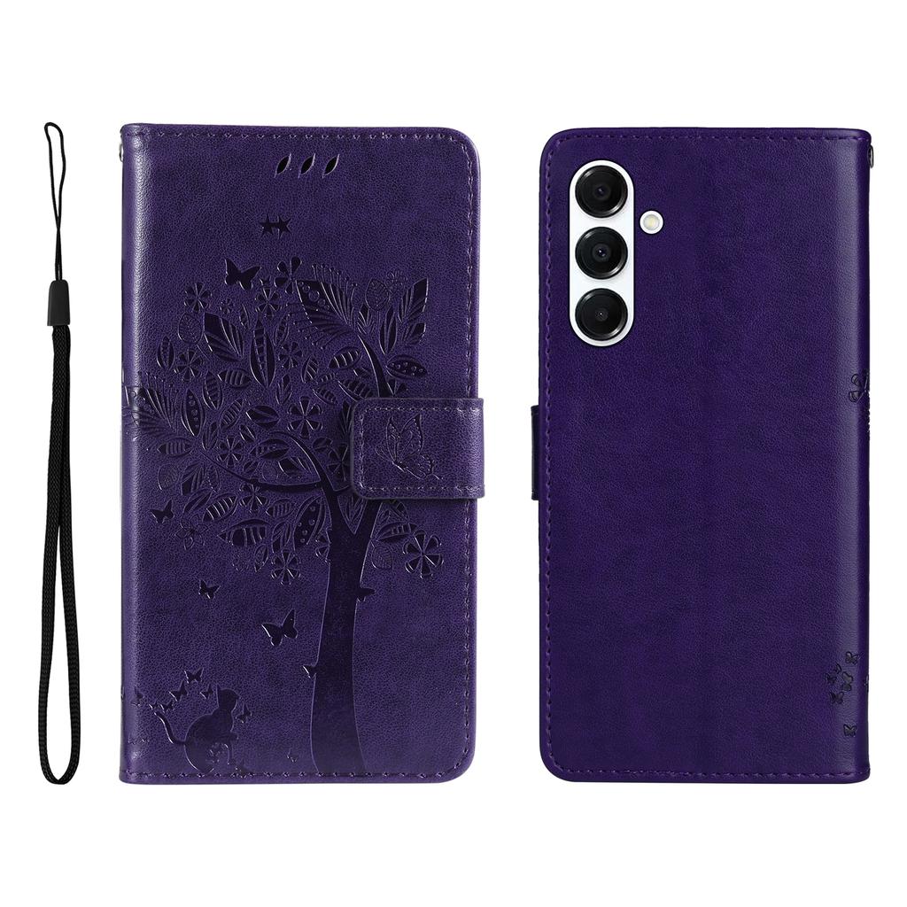 Für Samsung Galaxy A16 4G/Galaxy A16 5G/Galaxy A17 5G/Galaxy A26 5G Handyhülle mit Ständer Katzenbaum-Muster Leder-Portemonnaie Handy-Cover