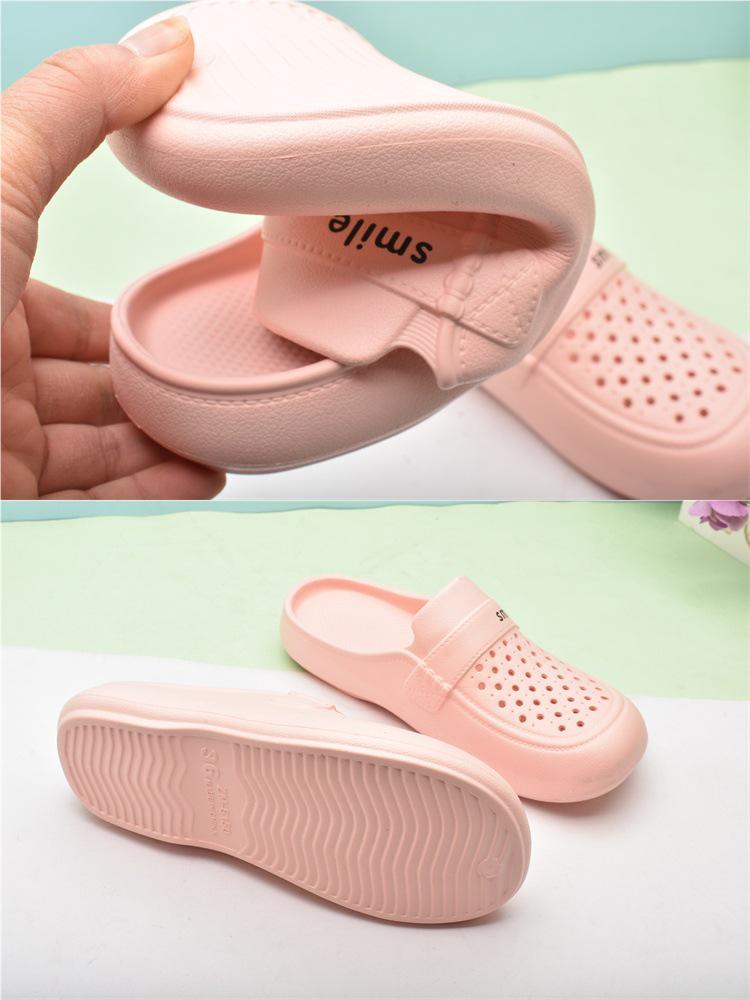Damen Sommer Loch-Zehen Strand Pantoffeln: Leicht, Hohlkonstruktion, Flacher Boden.