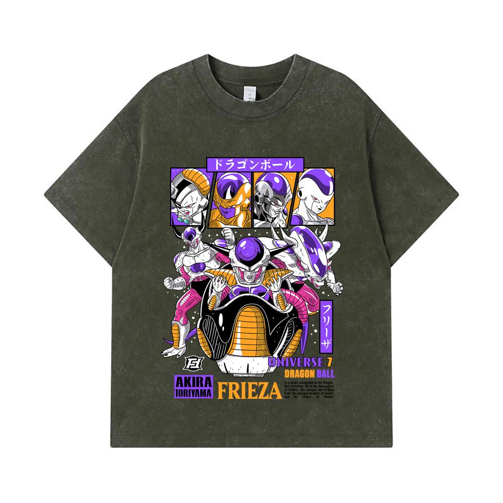 

275 GSM Washed T-shirts 100% Cotton Dragon Ball V4 Freiza Print Unisex Heavy Cotton T Shirt S