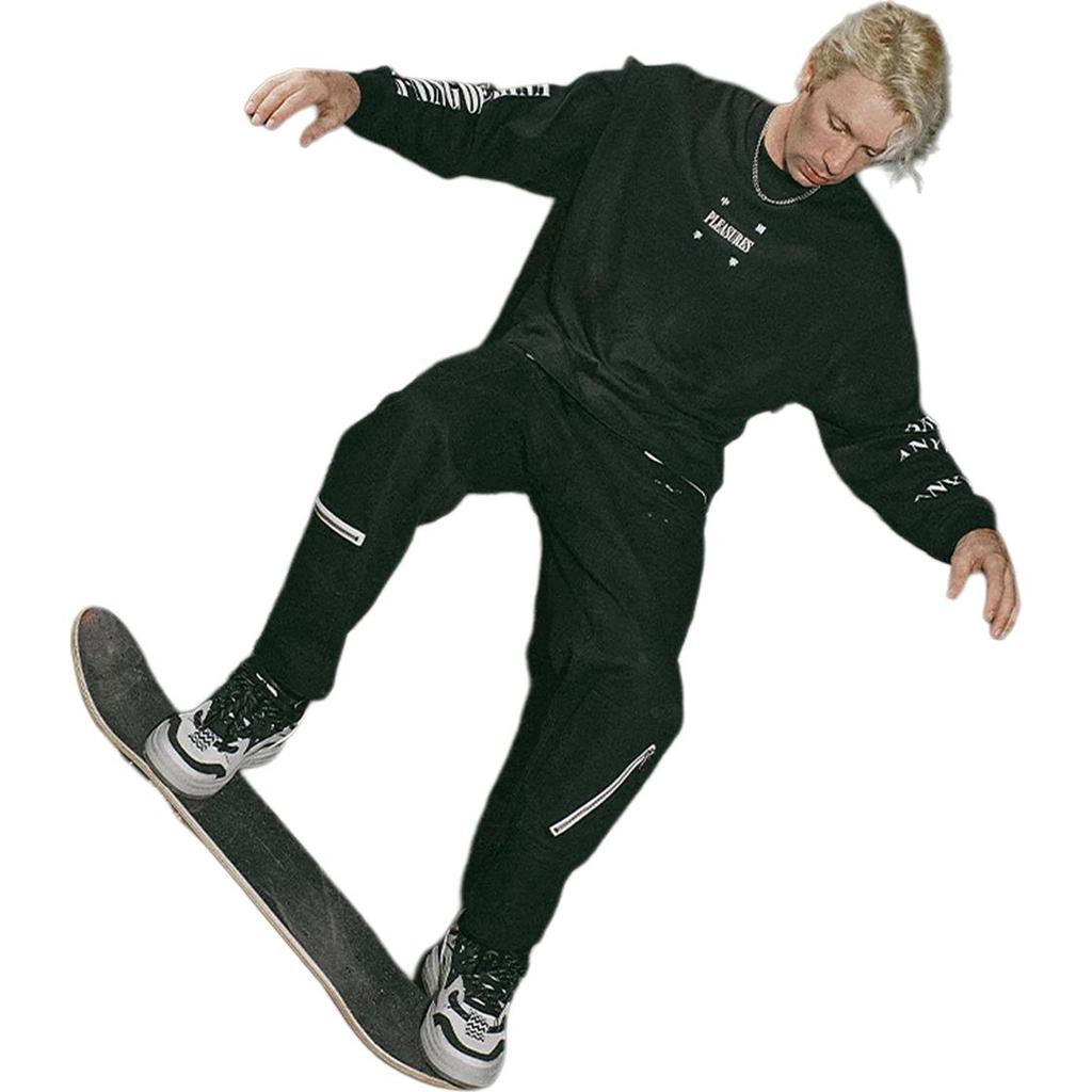 Li Ning X Pleasures Floral Label Straight Loose Casual Pants Men Pants Black AKXT779-1