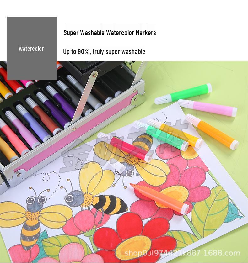 Pinsel 145 Aluminium Box Set: Doppelschichtige Kinder-Zeichen- und Graffiti-Kunstwerkzeuge - Perfektes Preisgeschenk zum 1. Juni