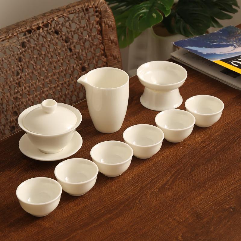 White Porcelain Kung Fu Tea Set with Xishi Cups