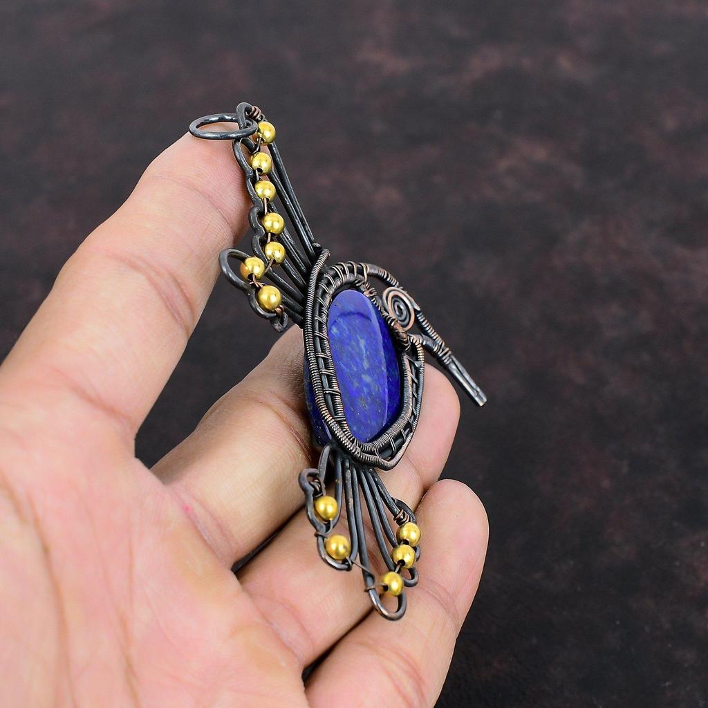 Lapis Lazuli Pendant Copper Wire Wrapped Pendant Designer Jewelry Handmade Pendant Gemstone Pendant Copper Jewelry Bird Pendant Gift For Mom