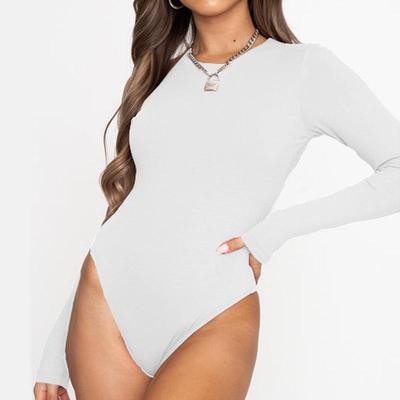 Damen-Bodysuit mit Rundhalsausschnitt und langen Ärmeln, fühlt sich wie eine zweite Haut an, Oberteile, sexy Bodys, Damenkleidung