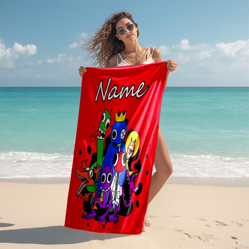 Personalized customized proof beach towel with Rainbow Friends pattern - soft, absorbent,quick-drying,perfect swimming,camping&bathing