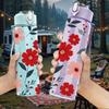 1PC Mixed Red Pink Wildflower Seamless Pattern 750ml Color Plastic Sports Water Bottle Leakproof Flip Straw Lid Suitable for Sports Office Home Use