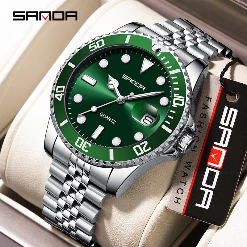 SANDA New Men's Quartz Watch Waterproof Calendar Display Day Glow In The Dark Simple Personalized Men's Watch