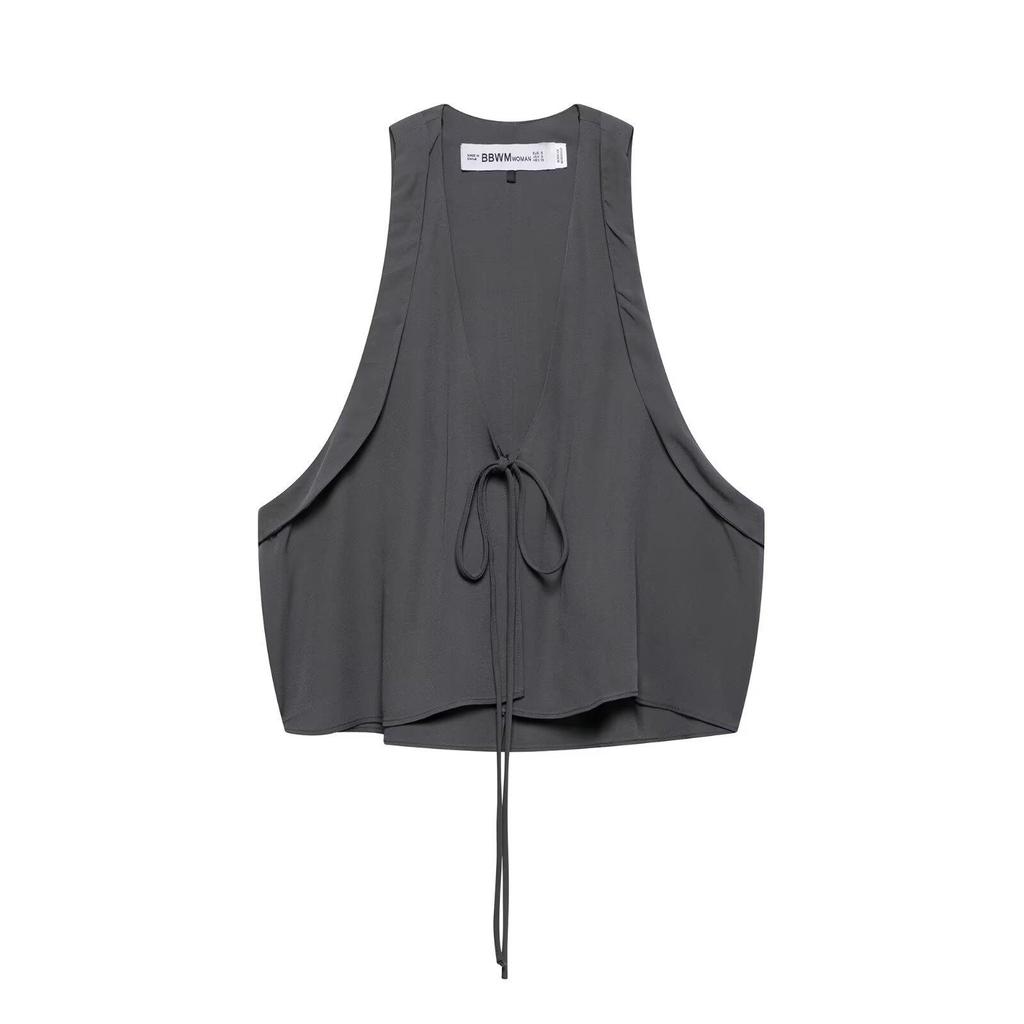 2025 Spring Women's European & American Fashion Bow Vest Top