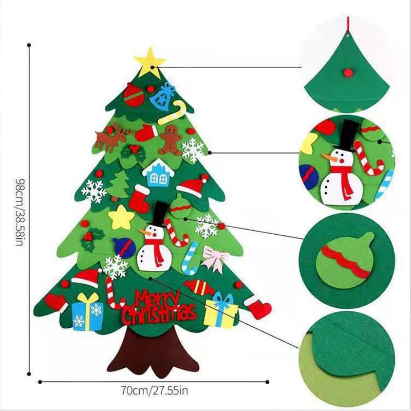 98cm Felt Christmas Tree DIY Christmas Decoration Home Navidad New Year Merry Christmas Ornaments Santa Claus Xmas Gift Kids