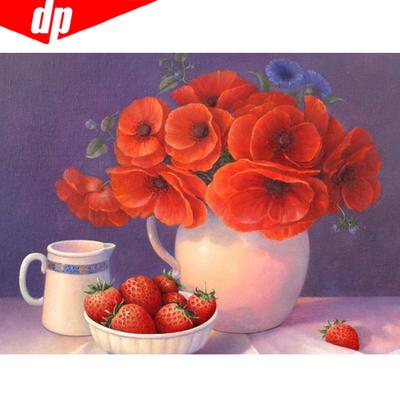 Diamentowa mozaika kwiatowa i truskawkowa 5D DIY haft diamentowy