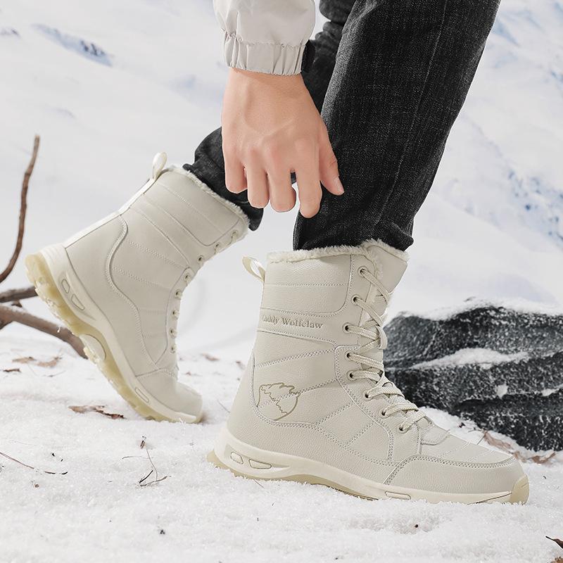 Winter New High-top Velvet Thickened Warm Snow Boots Leather Waterproof, Non-slip and Wear-resistant Mountaineering Shoes