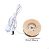 70mm Wooden Lighted Base Stand Round Lamp Night Light Holder for DIY Crystal Acrylic Board