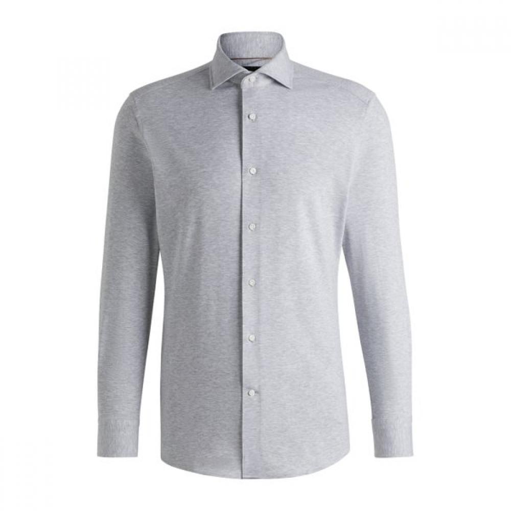 BOSS Italian Cotton Blend Slim Fit Shirt Open Grey  50539612073 