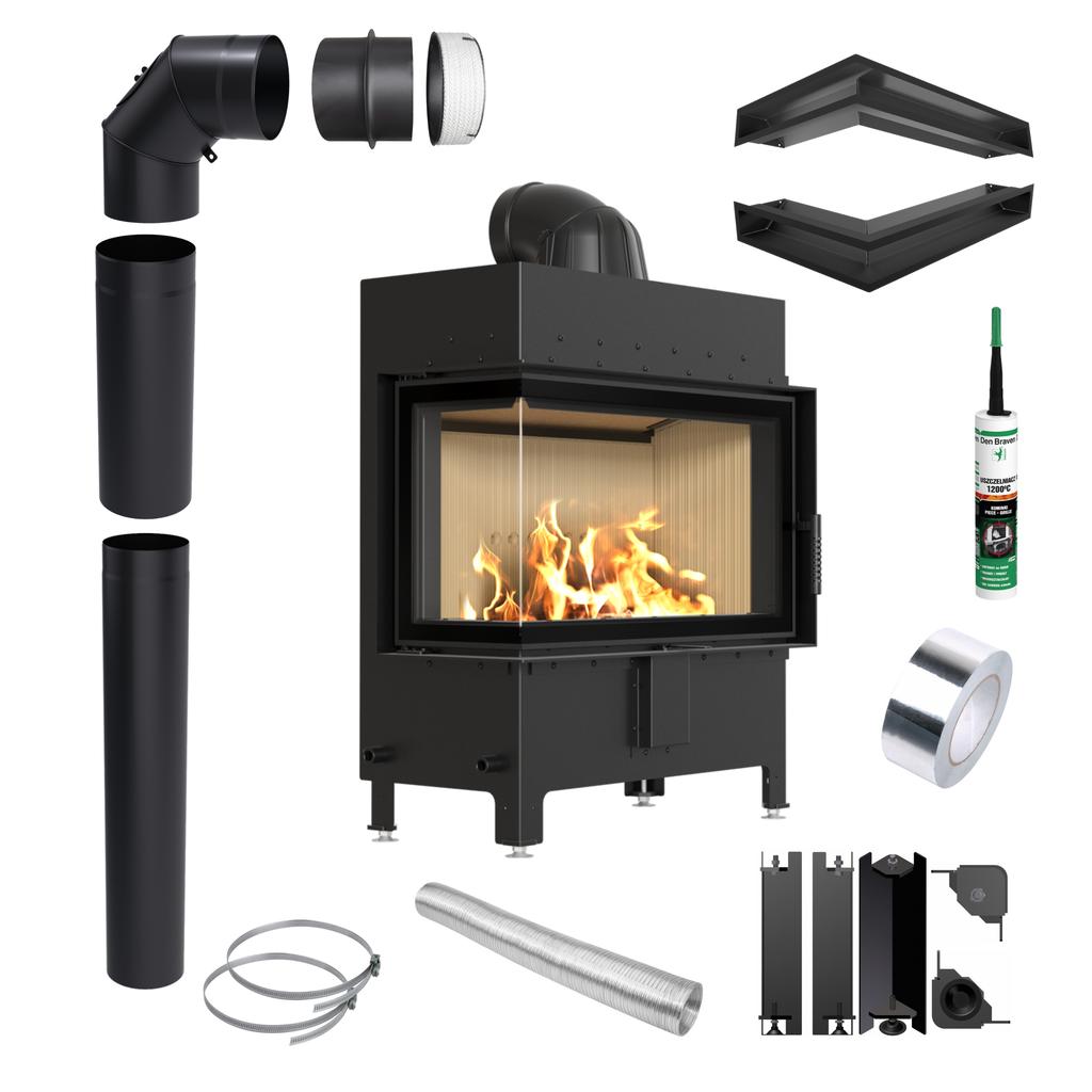 KRATKI LUCY Left Fireplace Ø200 14 kW Installation Kit Air Vents with Closing