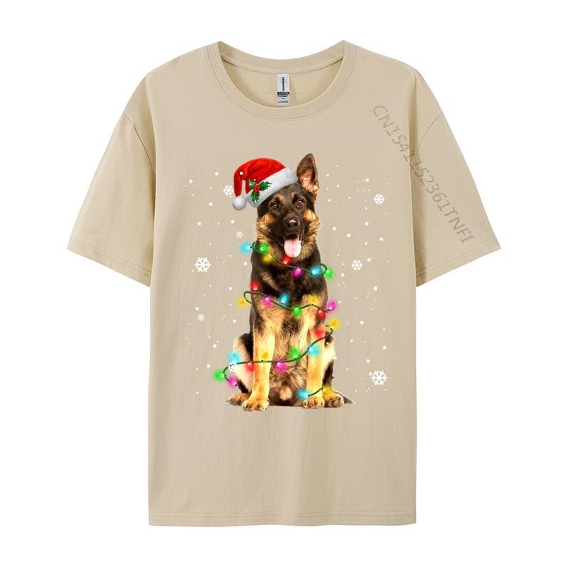 Gerunisex Shepherd Dog Tree Christmas Sweater Xmas Dogs Tshirts Tops Shirts Black On Sale Novelty Cotton Unisex Top Tshirts