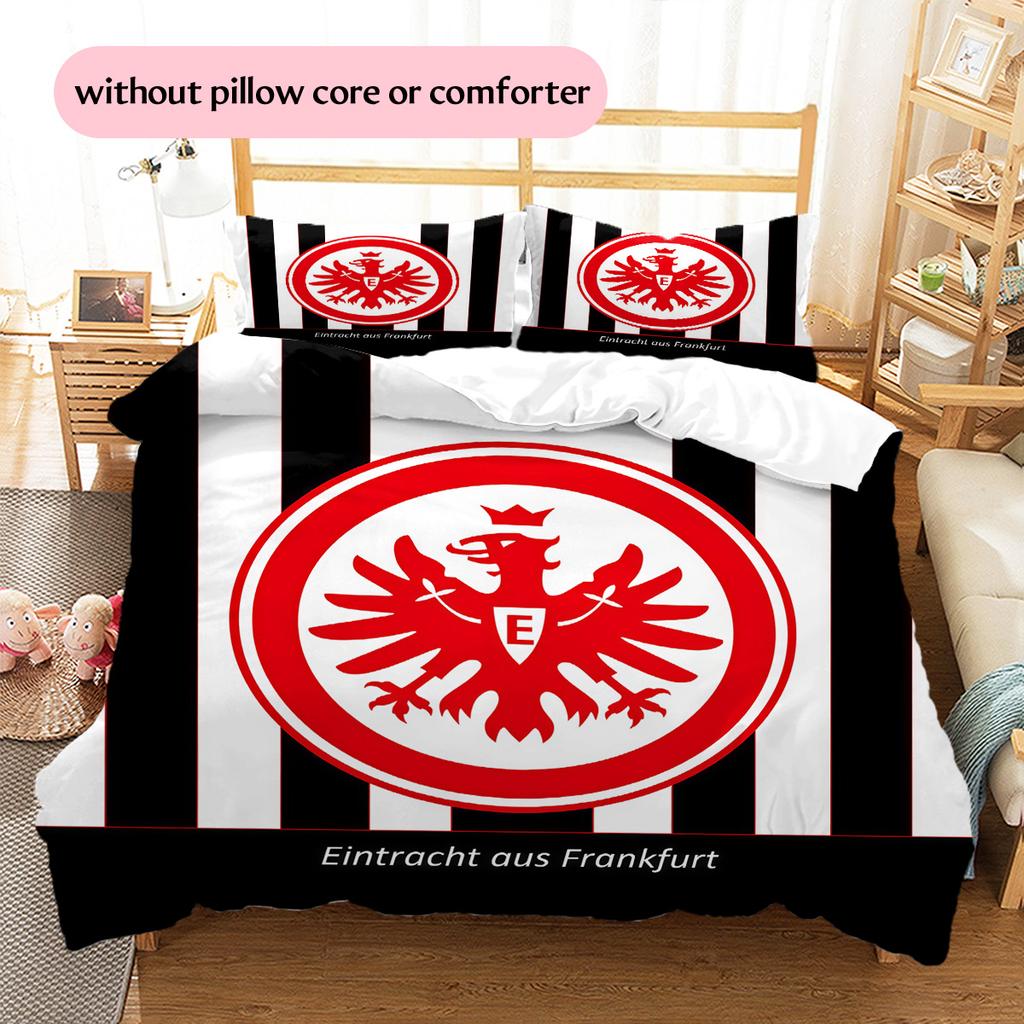Black‑Red Eintracht Frankfurt Pattern Bedding Quilt Set Home Decoration Gift (1 * duvet cover + 2 * pillowcase without core).xwn