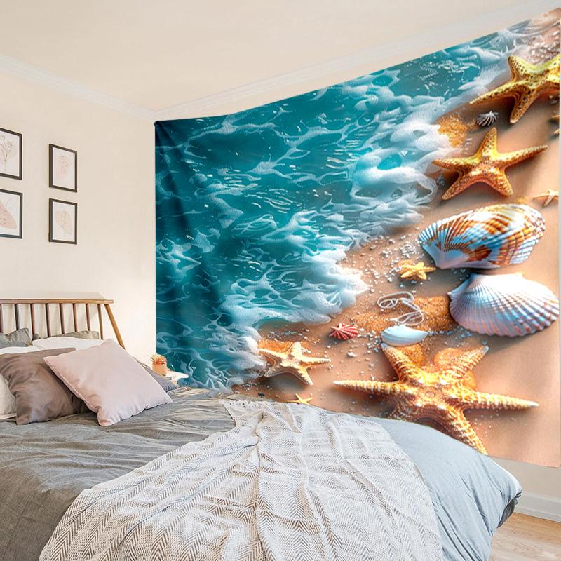 Ocean Starfish Shells Tapestry, Unique Design Tapestry, Wall Decor for Bedroom,Livingroom, Playroom,Heartwarming Fan Holiday Gifts