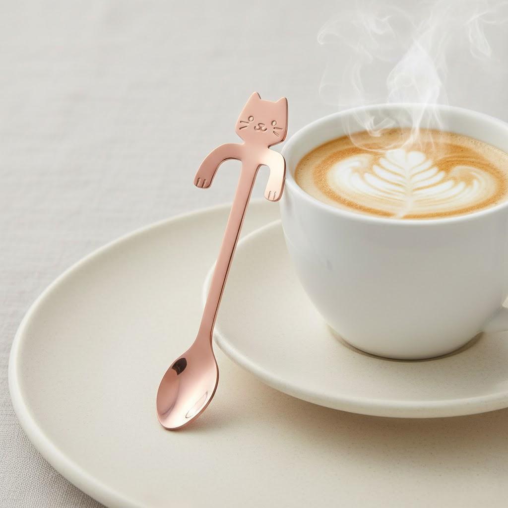 

Creative Cartoon Stainless Steel Coffee Mixing Spoon Cup Kitchen Accessories Unique Design розового золота