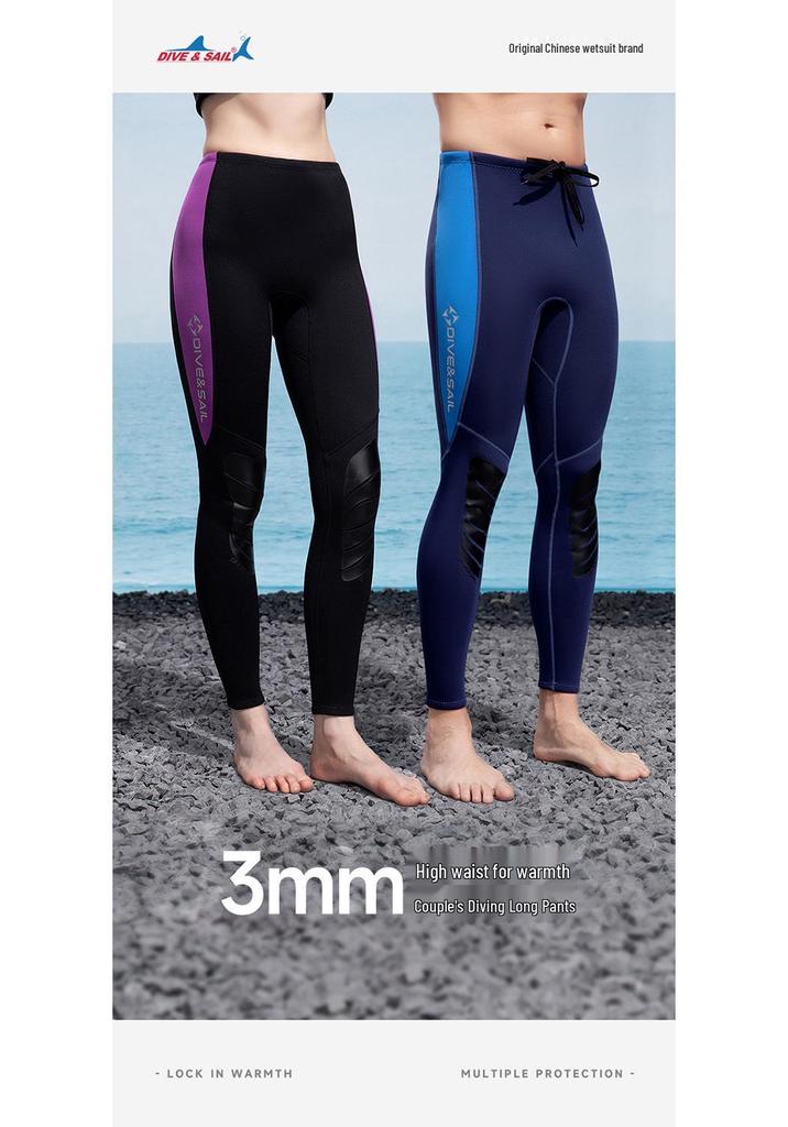 DIVE&SAIL 3MM Neoprene High-Waisted Diving Pants for Cold Protection and Winter Surfing