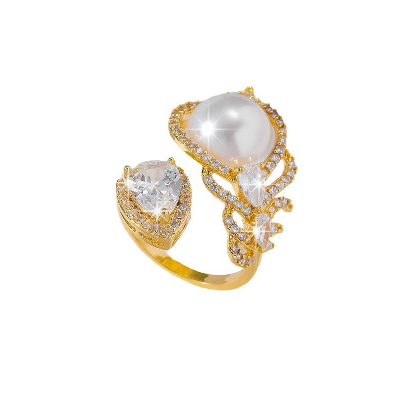 GemChic Damenring Personalisiert Geometrisch Perle Öffnung Verstellbarer Ring Trendiger Leichter Luxus Zeigefingerring Geburtstags- Weihnachts- Schmuckgeschenk