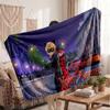 Miraculous Ladybug Personalized Flannel Blanket, Custom Printed Text Name, Warm Soft Blanket For Couch Bed