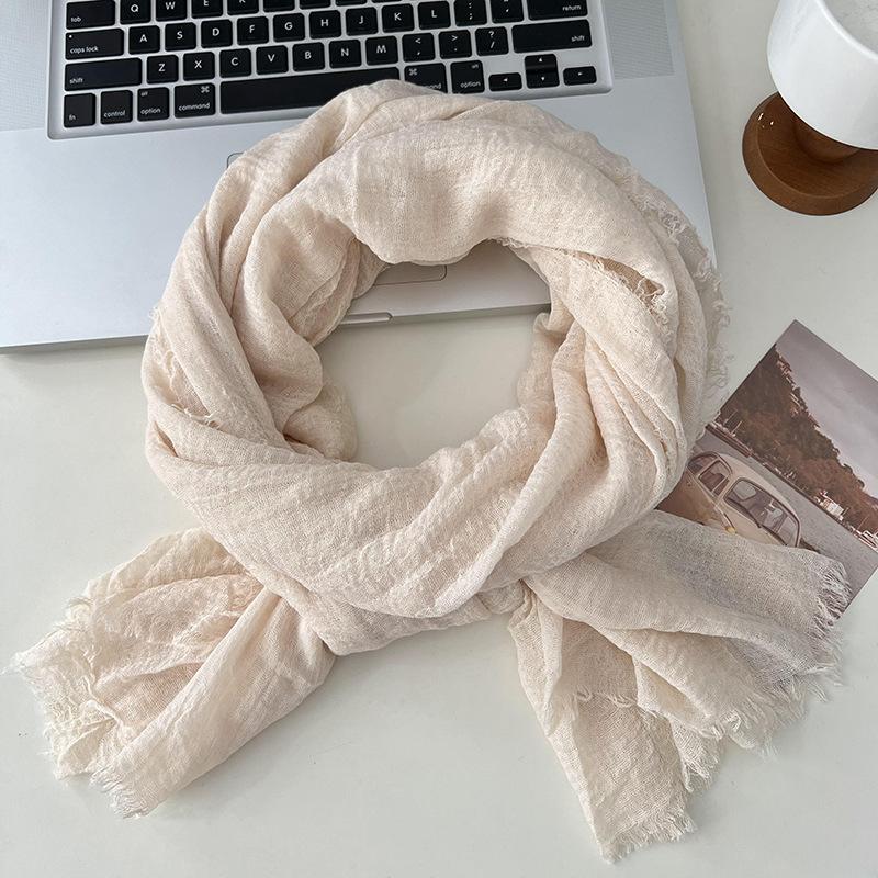 Autumn and winter scarf women's new versatile long solid color high-end scarf warm scarf shawl silk scarf