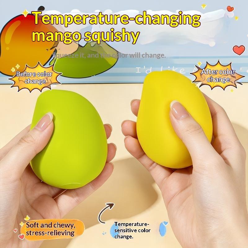 Color Changing Mango Squeeze Toy Soft Asmr Sensory Squeeze Ball Anti-Anxiety Stress Relief Toy For Adults