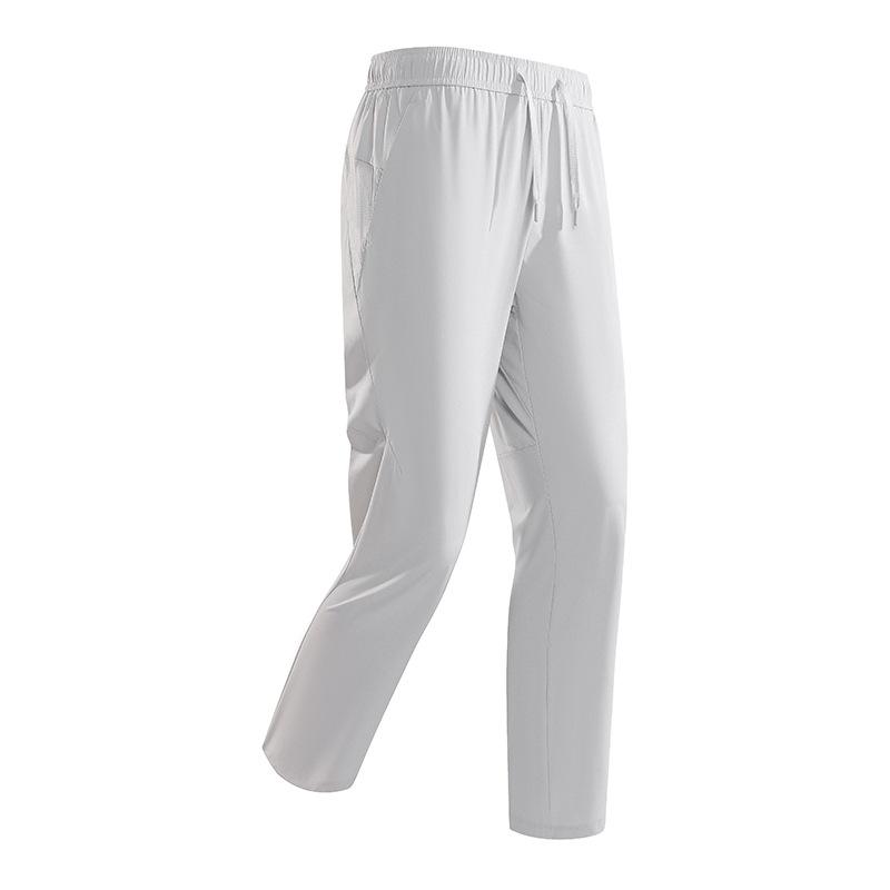 Women Elastic Waist Quick Dry Pants Casual Straight Leg Trousers M серый
