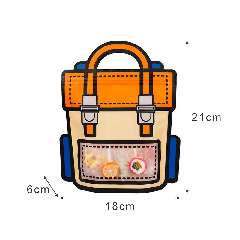 5PCS Handbags Gifts Packaging Bags School Bags Shape Candy Snack Self-sealing Bag with Zipper Birthday Party Gifts Decoration
