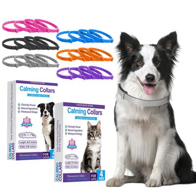 4 Anxiety Relieving Collars, Natural Sedatives Suitable For Small, Medium, And Large Dogs, Pheromones For Anxiety, Stress, And Aggression, Waterproof.