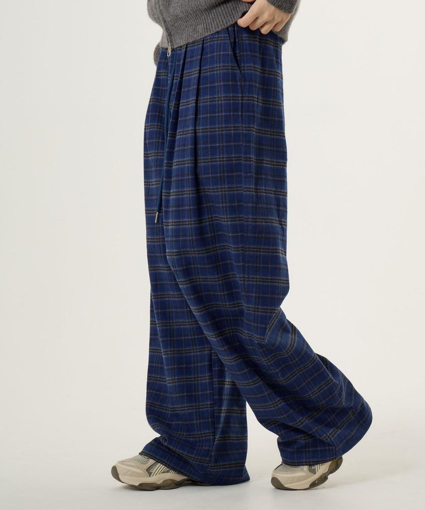 UNKNOWN PLANET Check Elastic Waist Pants Blue