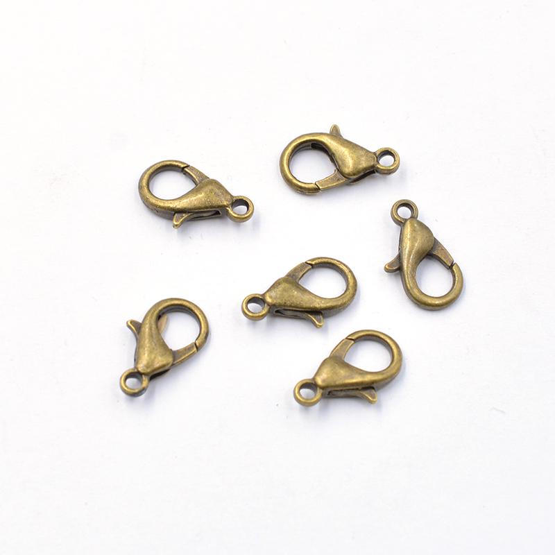 

Металлические крючки-карабины Концевые соединители для изготовления ювелирных изделий Фурнитура Ожерелье Браслет Сделай сам 12mm 50pcs бронзовый