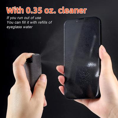 Limpiador de pantalla de microfibra 2 en 1, botella con pulverizador, paño de microfibra para limpiar teléfonos móviles, tabletas y ordenadores, para iPhone y Samsung.