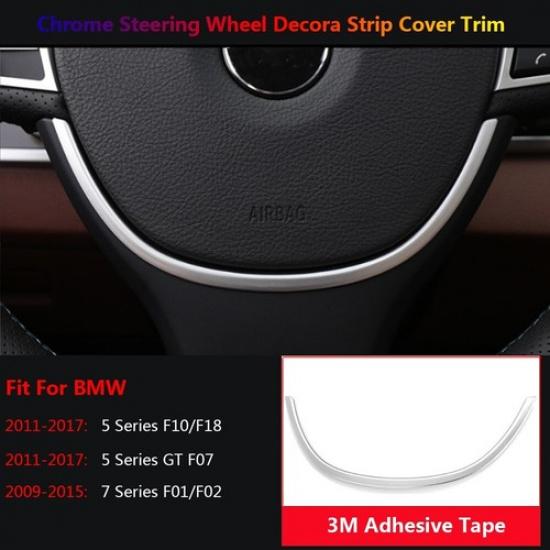 Chrome For BMW 5 7 Series F10 F07 F01 F02 Car Interior Steering Wheel Cover Trim