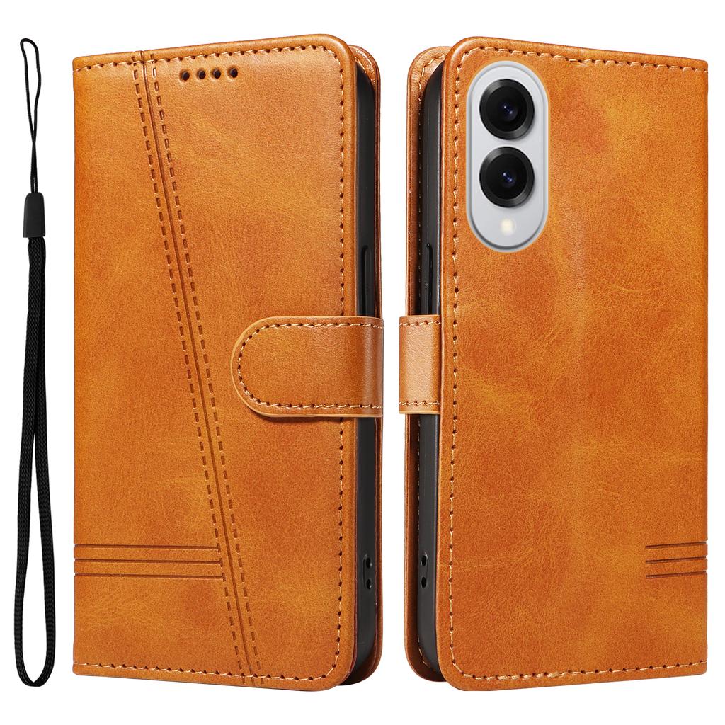 For Samsung Galaxy S25 Edge Wallet Case T-Shape Lines Leather Phone Cover Stand
