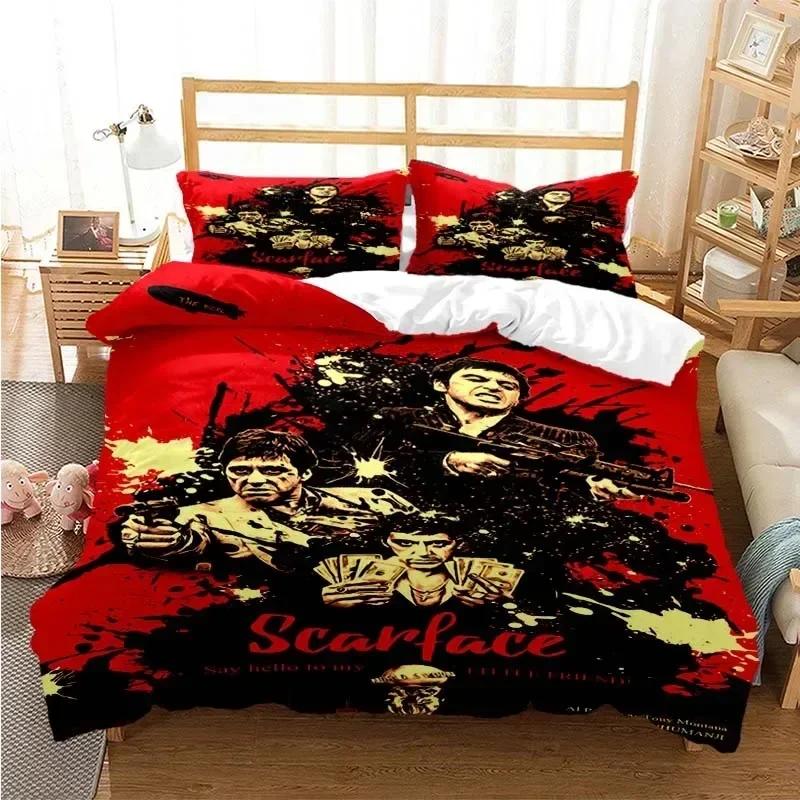 Tony Montana Scarfaces Printed Bed Set Duvet Cover Pillowcase Bedding Set Bed Linen Sheet Quilt Cover Full Queen King Size