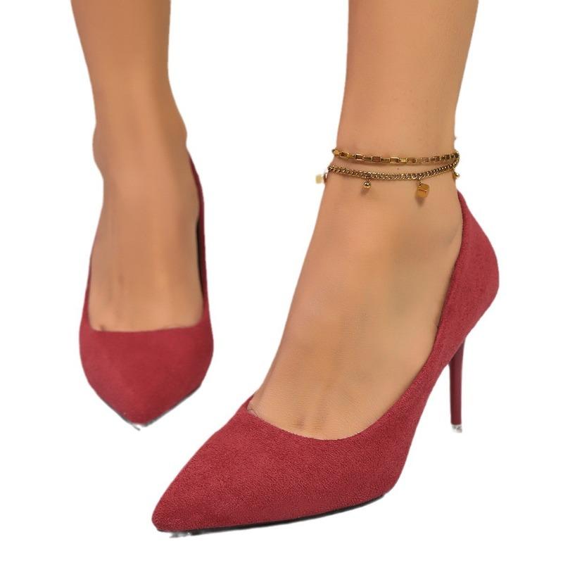 Large Size High Heels Women's Spring and Autumn New Pointed Stiletto Foot Cover Fashion Women's Single Shoes Size 42