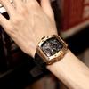 TSAR BOMBA Men's Skeleton Automatic Watch Ceramic Japanese Movement Tonneau Silicone Strap 50M Water Resistant Luminous Luxury Business Fashion Sports