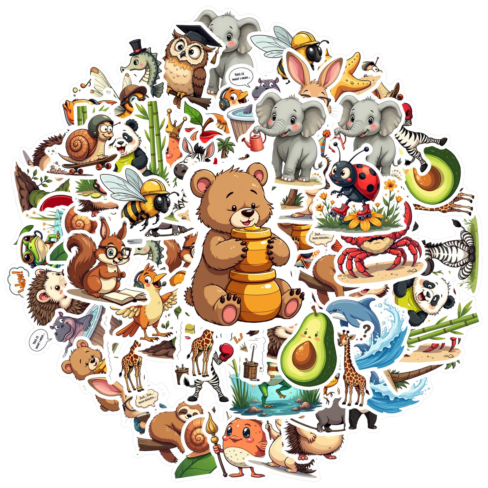 35pcs-100pcs Cartoon Insect Decals Playful Animal Stickers Animal Stickers For Suitcase Guitar Phone